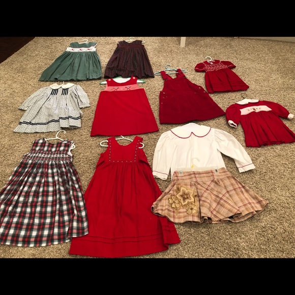 Series of children’s smocked holiday dresses. - Picture 1 of 8